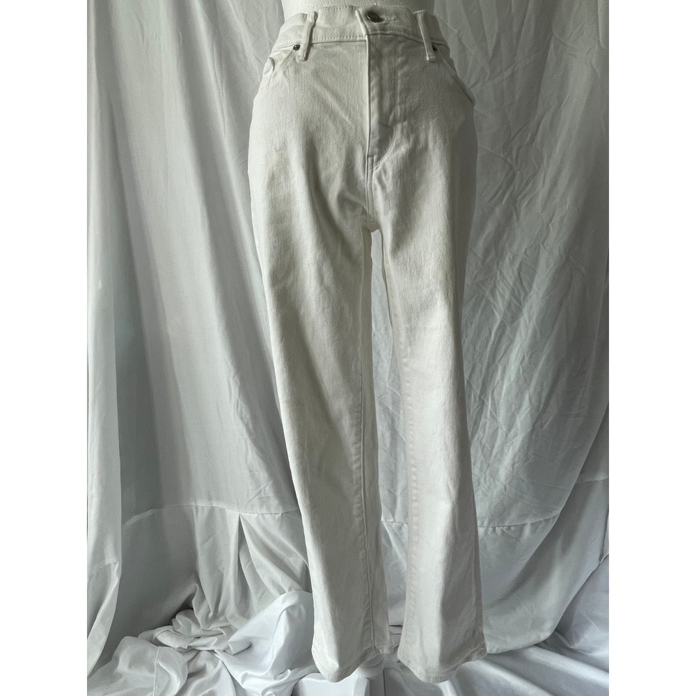 Levis Classic Crop Jeans White Straight Leg High Rise Denim Size 30